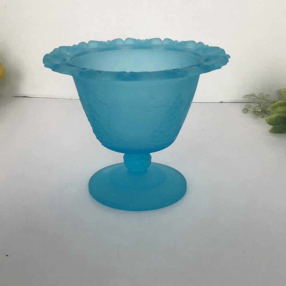 Indiana Glass Edge Harvest Candy Dish Satin Blue
